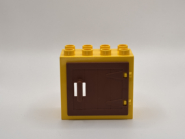 Kozijn geel met raam / staldeur bruin 2x4 Duplo