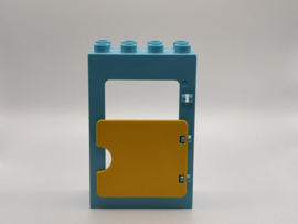 Kozijn azuurblauw met deur geel Duplo