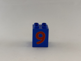 Blok 4 nops hoog blauw getal 9 Duplo