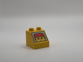 Gezicht monorail op schuin blok geel Duplo
