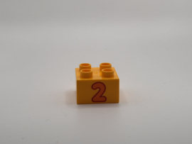 Cijfer 2 op blok helder licht oranje  Duplo