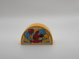 Halfrond blok konijn met ballonnen helder licht oranje  Duplo