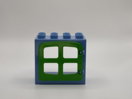 Kozijn medium blauw met raam / deur groen  2x4 Duplo