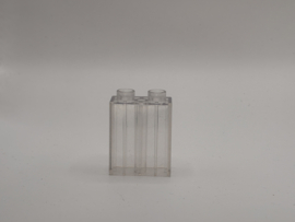 2 nops blok hoog doorzichtig wit Duplo