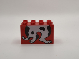 Poten hond op blok hoog rood Duplo