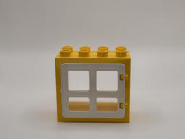 Kozijn geel met ongelijk raam / deur wit 2x4 Duplo