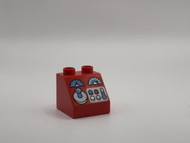 Bedieningspaneel op schuin blok rood Duplo
