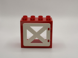 Kozijn rood  met staldeur / hek wit 2x4 Duplo