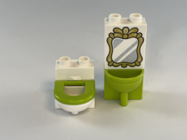 Toilet met wastafel en spiegel Duplo