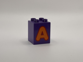 A op blok hoog paars Duplo