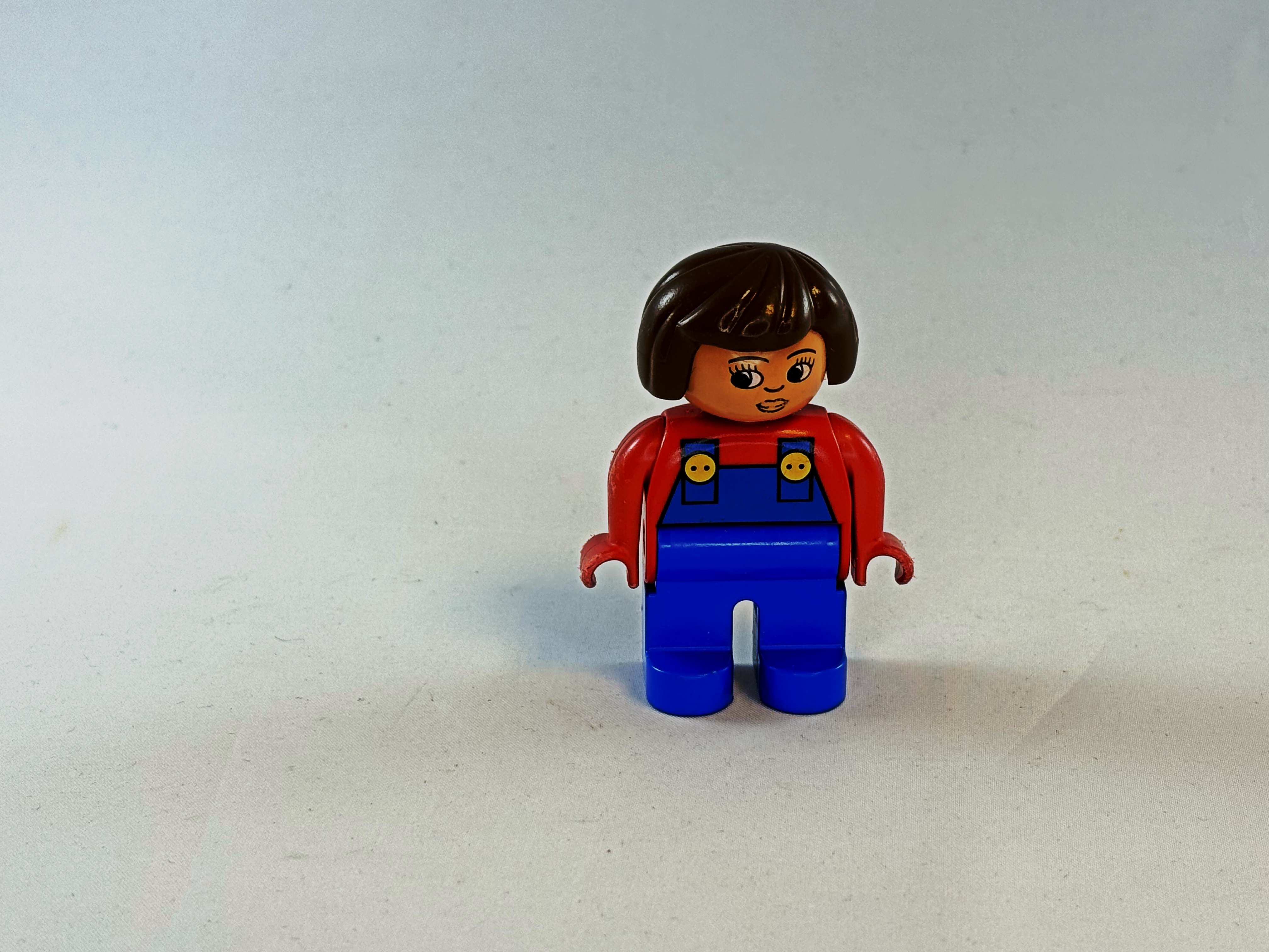 Vrouw tuinbroek blauw rood Duplo