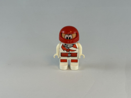 Racer wit met rood pak en rode helm duplo