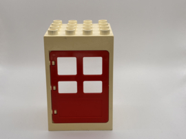 Kozijn wit met deur rood 4x4 Duplo