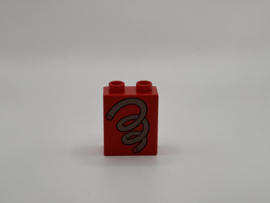 2 nops blok hoog rood veer / spiraal  Duplo