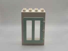 Kozijn wit met deur lange ramen licht aqua blauw Duplo