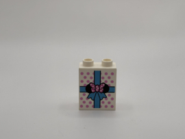 2 nops blok hoog wit kado / cadeautje Mini Mouse  Duplo