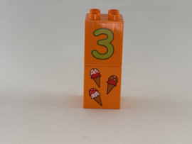 Blok 4 nops hoog oranje 3 en ijsjes Duplo