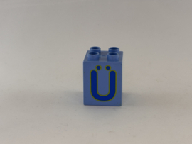 Blok 4 nops hoog mediumblauw Ü en Å Duplo