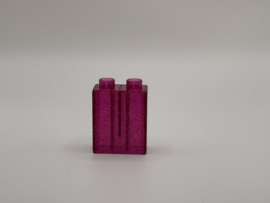 2 nops blok hoog doorzichtig roze Duplo