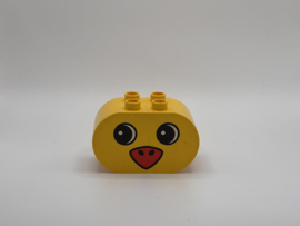 Ovaal blok met hoofd eend geel Duplo