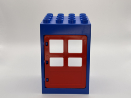 Kozijn blauw met deur rood 4x4 Duplo