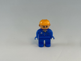 Bouwvakker met blauwe overal en oranje helm Duplo