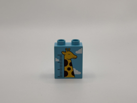 2 nops blok hoog azuurblauw met giraf meetlat Duplo