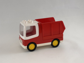 Vrachtwagen wit rood met kiepbak Duplo