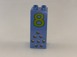 Blok 4 nops hoog mediumblauw 8 en bijen Duplo