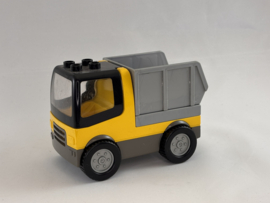 Vrachtwagen zwart geel met kiepbak Duplo