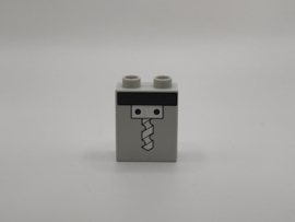 2 nops blok hoog lichtgrijs met boor Duplo