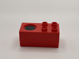 Fornuis rood met zwarte kookplaat Duplo