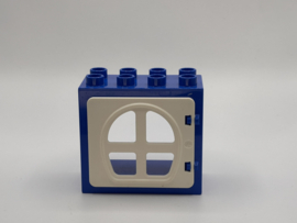 Kozijn blauw met ovale raam / deur wit2x4 Duplo