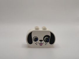 Ovaal blok hoofd hond wit Duplo