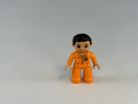 Vuilnisman oranje pak en zwart haar Duplo