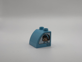 Poppetje creatieve auto’s op half rond blok azuurblauw Duplo