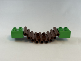 Hangbrug / loopbrug bruin  met felgroene blokken  Duplo