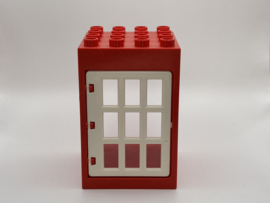 Kozijn rood met deur witte tralies 4x4 Duplo