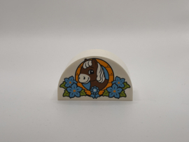 Halfrond blok paard / pony met rozet wit Duplo