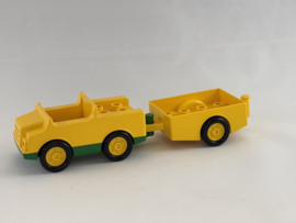 Auto met aanhanger geel groen Duplo