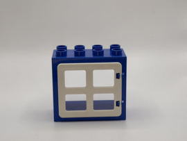Kozijn blauw  met raam / deur wit  2x4 Duplo