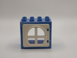 Kozijn medium blauw met ovale raam / deur wit 2x4 Duplo