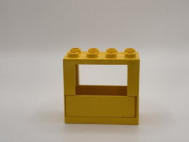 Kozijn geel met klepje / deur 2x4 Duplo