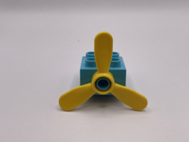 Wiek / propeller met blok azuurblauw geel Duplo