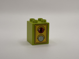 Stoplicht op blok hoog limoengroen Duplo