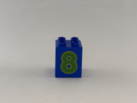 Blok 4 nops hoog blauw getal 8 Duplo