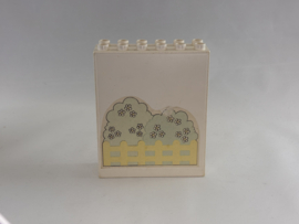 Geveldeel  met sticker struiken en hek (verkleurd) Duplo