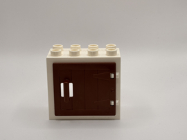 Kozijn wit met raam / staldeur bruin 2x4 Duplo