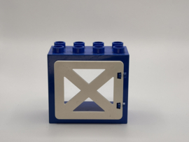 Kozijn blauw met staldeur / hek wit 2x4 Duplo
