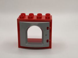 Kozijn rood met poort lichtgrijs 2x4 Duplo